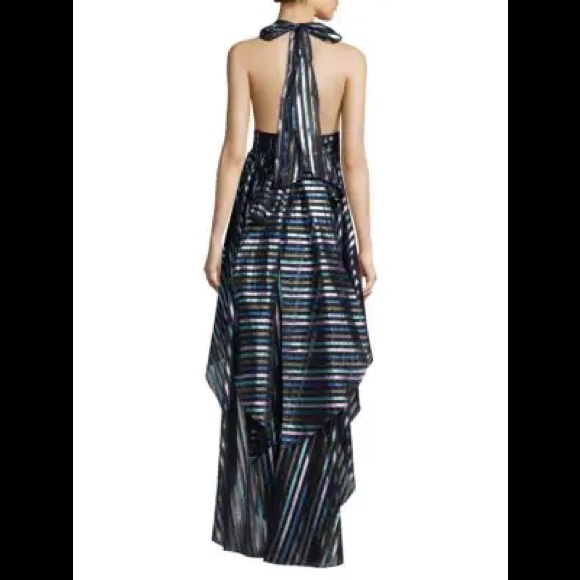 MILLY Angie Stripped organza halter gown - Picture 2 of 11